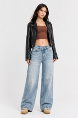 Women's High Waist Light Wash Vintage Baggy Wide Leg Jeans