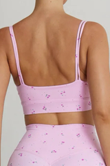 Women's U-Neck Cherry Print Cami Sports Bra