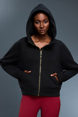 Women Fleece-Lined Zip-Up Hoodie Warm Loose Casual Sportswear