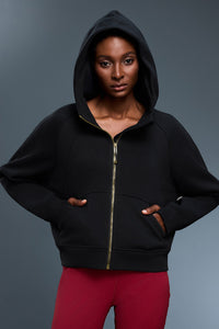 Women Fleece-Lined Zip-Up Hoodie Warm Loose Casual Sportswear