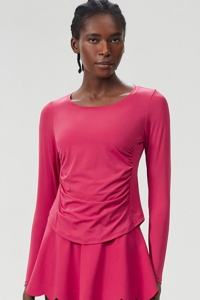Women Plus-Size Smooth Quick-Dry Sun Protection Loose Fit Training Long Sleeve Top