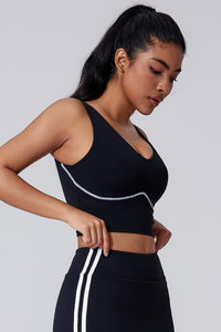 Women Wide Strap Built-In Bra Medium Support Yoga Workout Tank Top