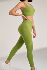 Women's Two-Piece Set:Cross Back Sports Bra & Yoga Leggings