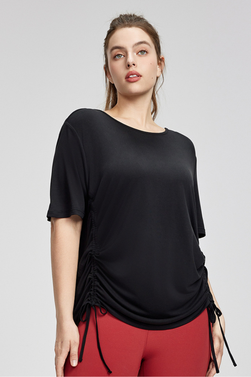 Plus Size Women's Drawstring Adjustable Sports T-shirt