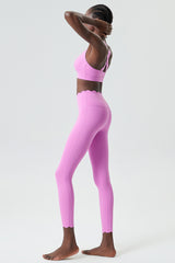 Women Wave Liquid Seamless High Stretch Midweight Yoga Set - Removable Cup Bra & Contoured Tights