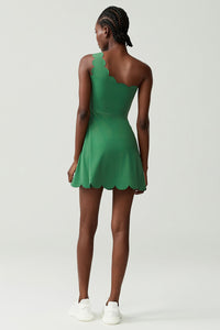 Women Single-Shoulder Wave-Hem Tennis Dress