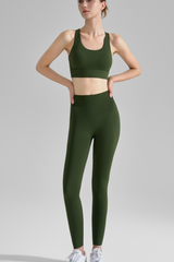 Women's Athletic Sets:U-Neck Cross Back Bra And Leggings