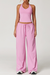 Women Fall Set:Tank Top & Wrap Tie Long Sleeve Top & Pants