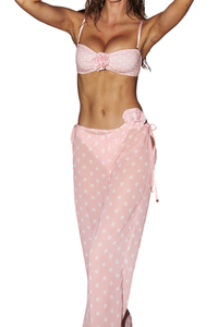 Women's Sexy 3D Floral Wide Leg Adjustable Bikini Set - Pink