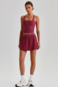 Women's Tennis Set:Cropped Racerback Tank Top& Skort