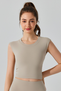 Women's Bare Feel Twist Open Back Cropped Sport T-shirt