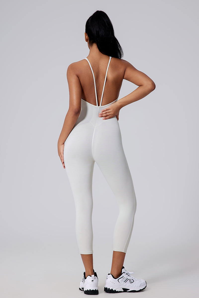 Women V-Back Sculpting Butt-Lifting Naked-Feel Yoga Running Fitness Bodysuit
