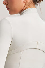 Women Stand Collar Gold Zipper Slim Fit Yoga Jacket Running Workout Top