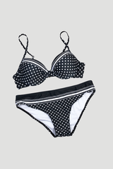 Women's High Waist Bikini - Polka Dot Patchwork Tight Fit