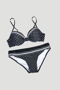 Women's High Waist Bikini - Polka Dot Patchwork Tight Fit