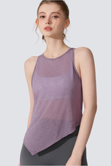 Women's  Summer Side Drawstring Sheer Breathable Tank Top