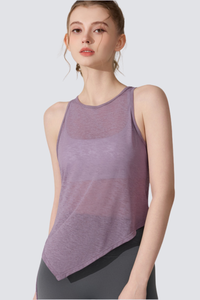 Women's  Summer Side Drawstring Sheer Breathable Tank Top