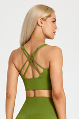 Detachable Chest Pad Cross-Back Sports Bra
