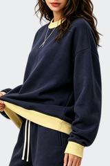 Women's Fall Cozy Fleece Mock Neck Color Block Sweatshirt