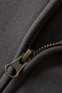 Men/Women Patchwork Raw Edge Vintage Snow Wash Zip Hoodie