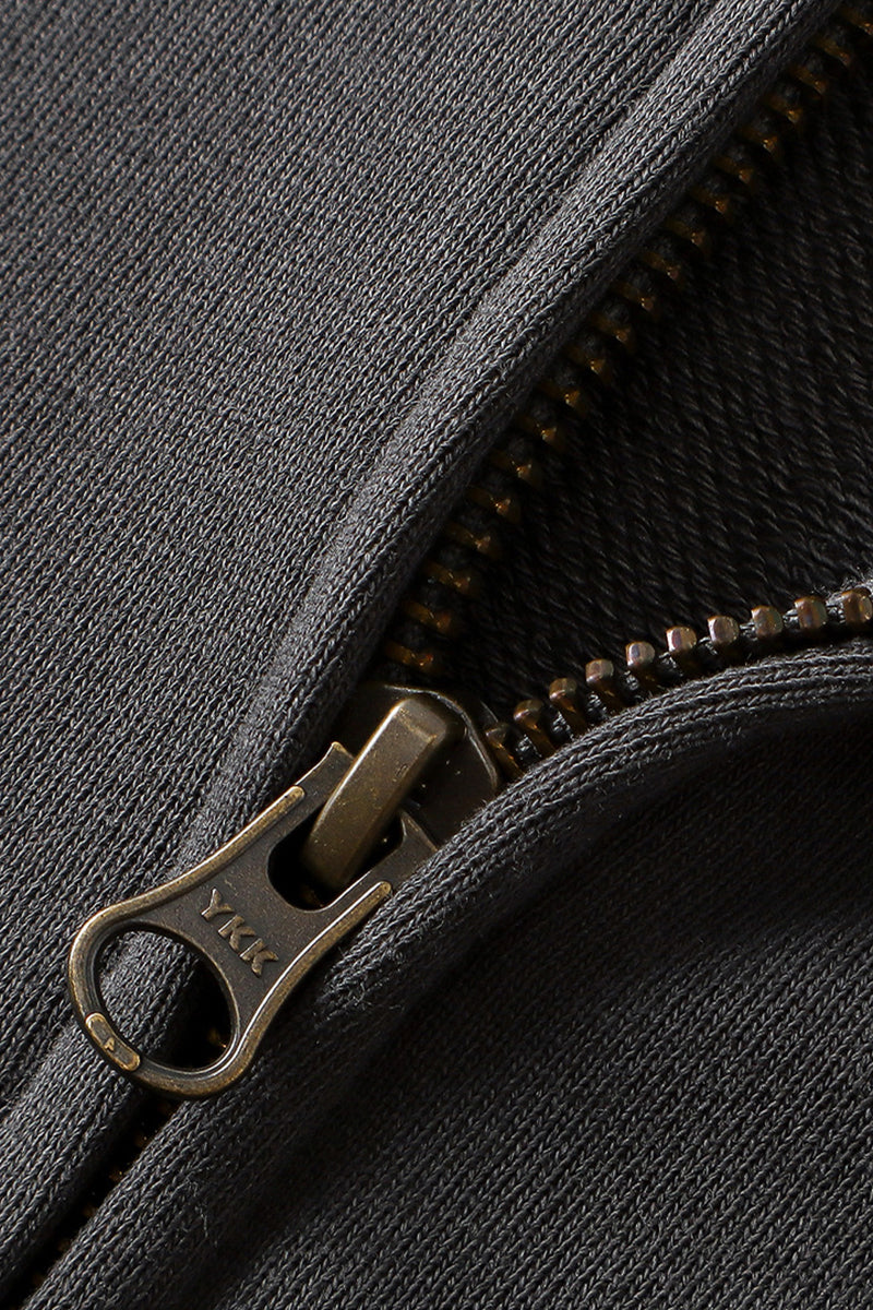 Men/Women Patchwork Raw Edge Vintage Snow Wash Zip Hoodie