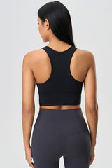 Women Color Block Short Built-In Bra Sculpting Cross Back Yoga Sports Bra