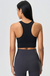 Women Color Block Short Built-In Bra Sculpting Cross Back Yoga Sports Bra