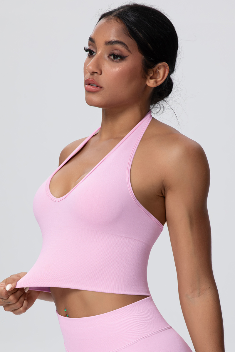 Women's Seamless Halter Backless Sports Tank Top