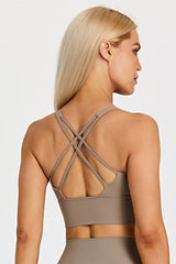 Detachable Chest Pad Cross-Back Sports Bra