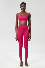 Women Wave Liquid Seamless High Stretch Midweight Yoga Set - Removable Cup Bra & Contoured Tights