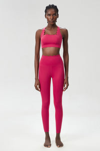 Women Wave Liquid Seamless High Stretch Midweight Yoga Set - Removable Cup Bra & Contoured Tights