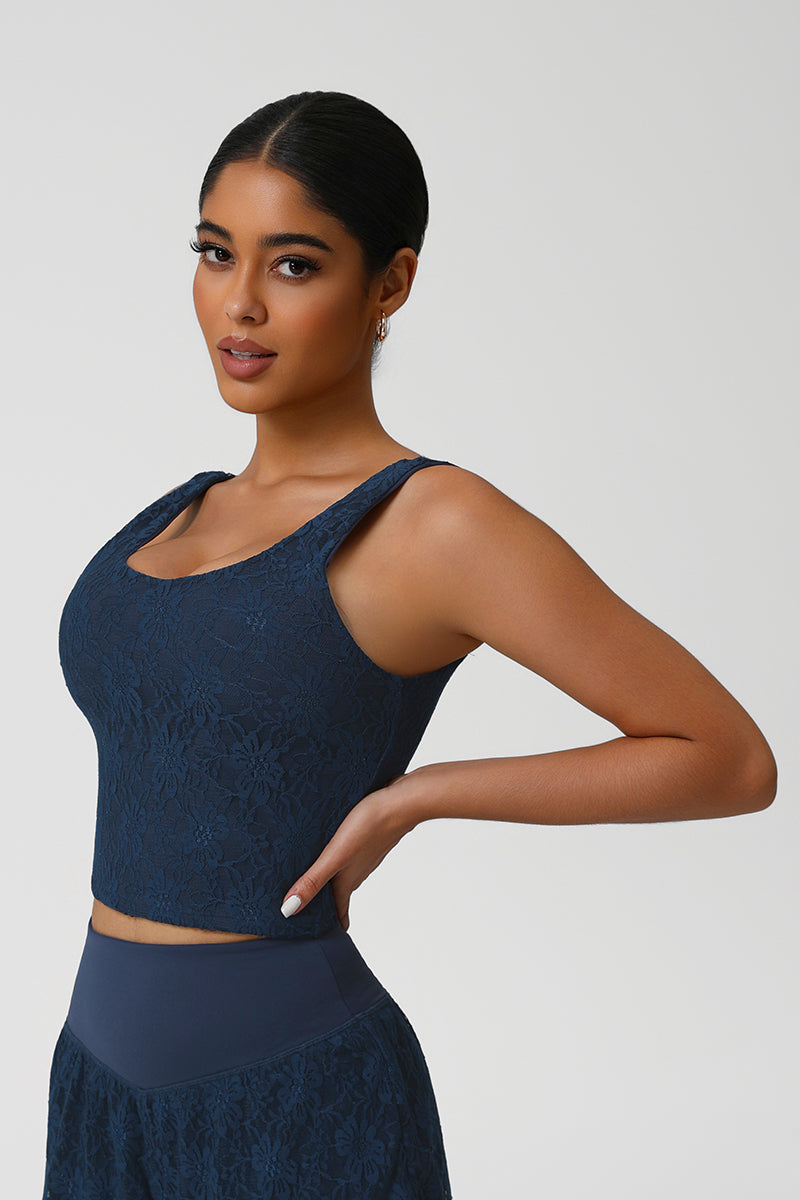 Women Lace Sleeveless Dance Fitness Vest