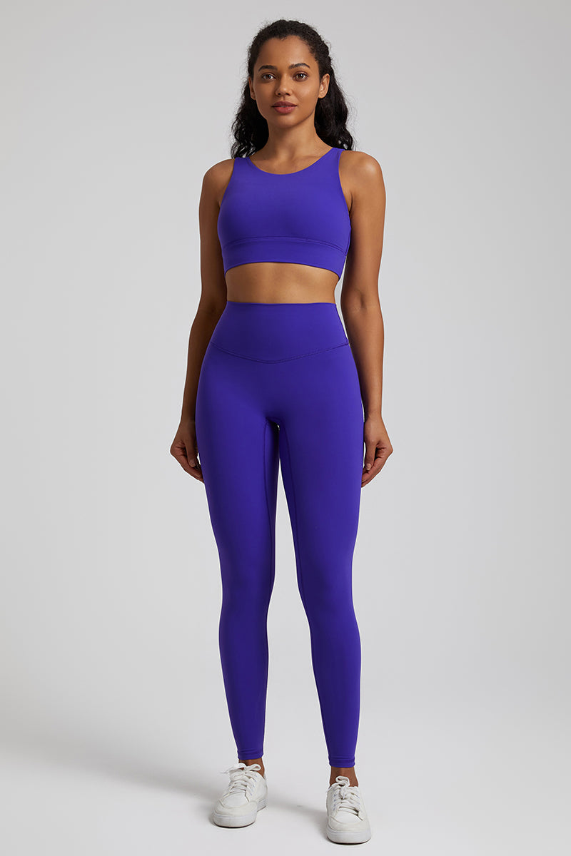 Double Strap Bra + 2-Piece Sports Leggings Set