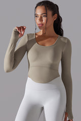 Seamless Women'S Thumbhole Yoga Sport Long Sleeve