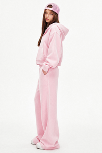 Women's Fall Set: Cropped Zip Up Hooded Jacket And Sweatpant