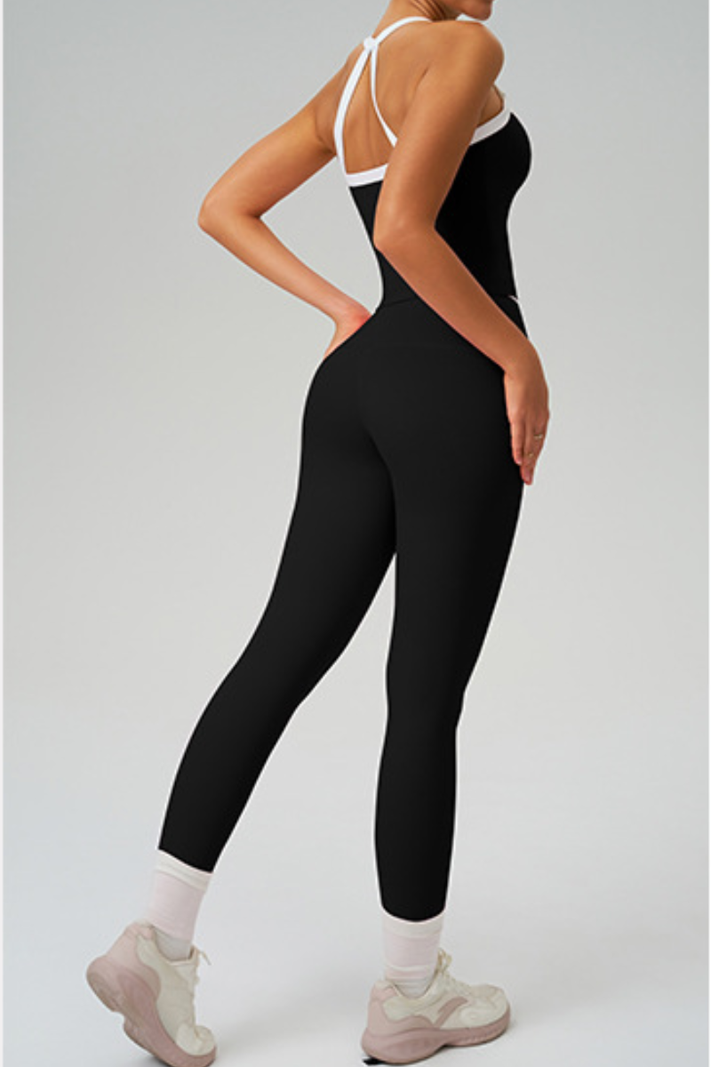 Women's Color Block Tank Top And Leggings Yoga Workout Set