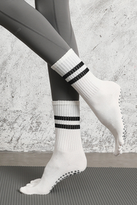 Women's Striped Crew Yoga Grip Five-Toe Socks