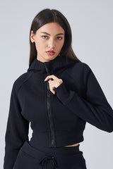 Women'S Loose Yoga Hooded Crop Jacket