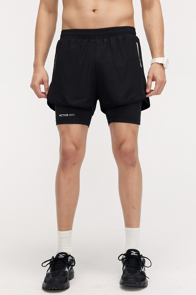 Men'S Fake Two Piece Sport Shorts