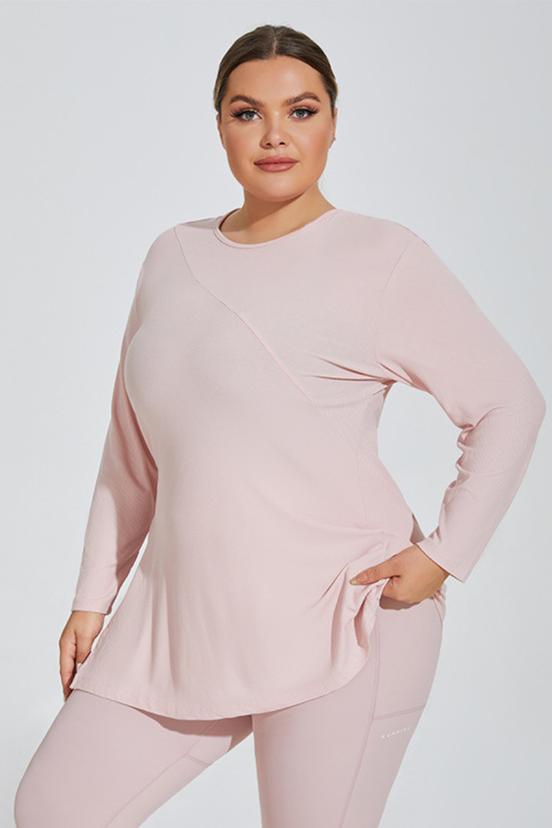 Plus Size Women's Side Slits Hooded Long Sleeve Top