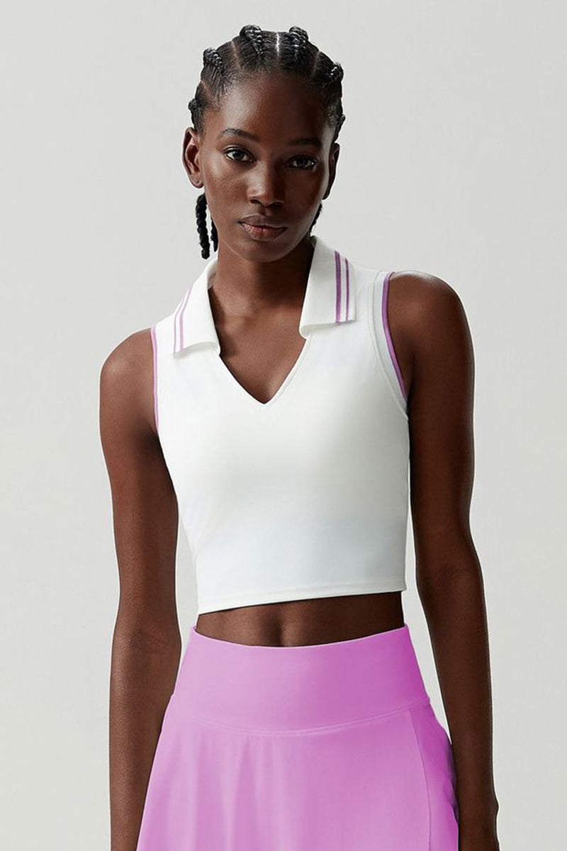Women Stand Collar Tennis Vest Quick Dry Sports Bra Top