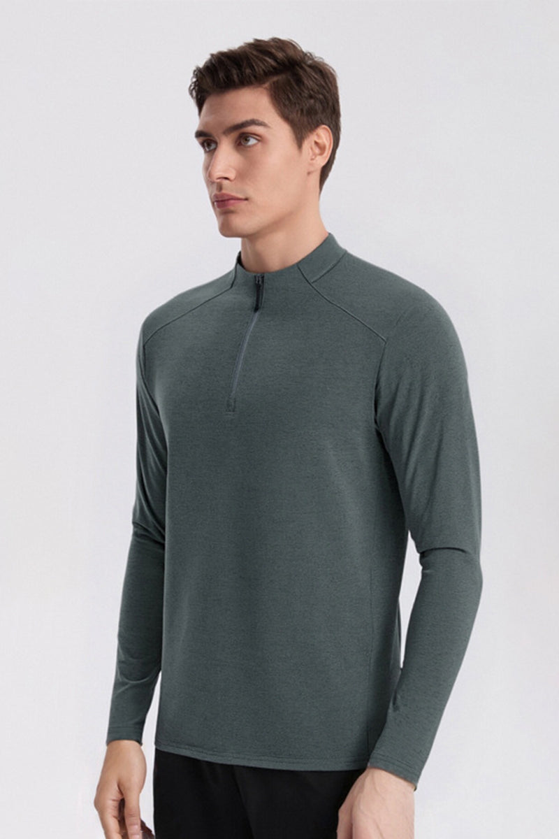 Men Half-Zip Reflective Training Long Sleeve Top