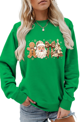 Women's Fall Christmas Santa Bow Printed Multicolor Pullover