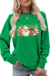 Women's Fall Christmas Santa Bow Printed Multicolor Pullover