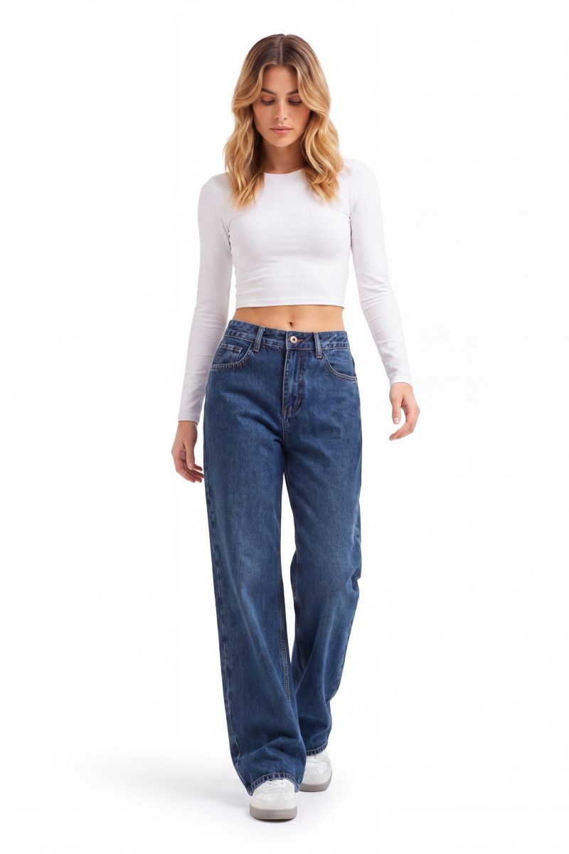 Women's High Waist Straight Leg Jeans
