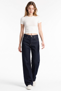 Women's Fall Mid Rise Side Pocket Straight Leg Jeans