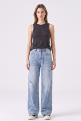 Women's Fall Fashion High Waist Ripped Wide Leg Jeans