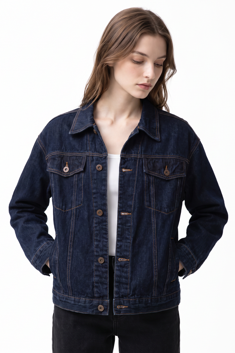Women's Fall Classic Original Blue Button Front Denim Jacket