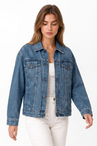Women's 100% Cotton Classic Blue Denim Jacket