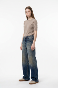 Women's Vintage Ripped High Waist Straight Leg Jeans